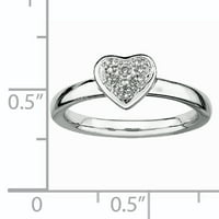 Prsten u obliku srca od srebra s dijamantom