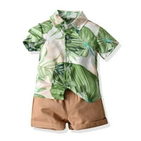Komplet odjeće za male dječake, Majice s kratkim rukavima s okruglim vratom s printom + kratke hlače, dvodijelni set