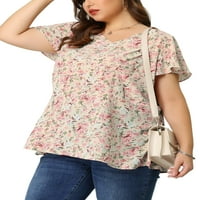 Jedinstvene ponude ženske plus bluze za bluze za bluze V vrat cvjetni vrhovi