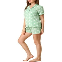 Jedinstvene ponude ženskog kratkih rukava za spavanje polka točkice gumb dolje pidžama setovi
