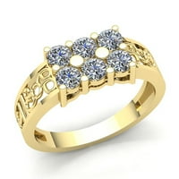 Muški Moderni prsten za godišnjicu zaruka s prirodnim dijamantom okruglog reza od 2 karata u čvrstom ružičastom, bijelom ili žutom
