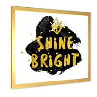 DesignArt 'Shine Bright Citat on Black' Glam uokviren umjetnički tisak