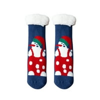 Kompresijske čarape za žene, ženske zimske božićne tiskane baršunaste čarape, zadebljane koraljne baršunaste pamučne podne čarape,