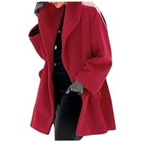 Dodatni / najtopliji zimski kaput, ženski kaput od flisa s ovratnikom šal, elegantni mješoviti kaputi, dugi kaput, gornja odjeća,
