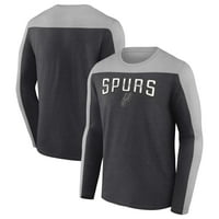 Muški fanatici markirani heather ugljen San Antonio Spurs majica s dugim rukavima Colorblock