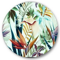 DesignArt 'Vintage tropska cvjetova I' Tropski krug metal zidna umjetnost - disk od 23 godine