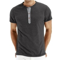 Muške košulje u A-listi, Jednobojni pulover s okruglim vratom s pola gumba, ležerna majica kratkih rukava