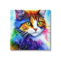Studell Bold Rainbow Cat Face Portret životinje i insekti slikati galerija zamotana platno print zidna umjetnost