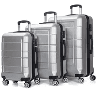 Putnička prtljaga, set za prtljagu tvrdog prisila, 20 +24 +28 s TSA zaključavanjem, srebrom