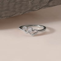 Imperial 1 8CT TDW Dijamantni dvostruki srčani prsten u 10k bijelom zlatu