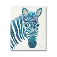 Stupell Industries Blue Zebra Stripes Portret Portret Grafičke umjetnosti za kolaž Wildlife Collage