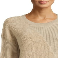 Ženski plišani džemper u boji intarzije, u boji