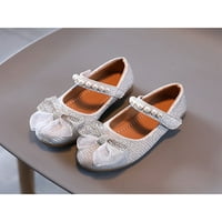 Sandale za bebe Marije Jane; cipele s remenom za gležanj; udobne ravne cipele; školske neklizajuće princezine cipele s mašnom; srebro