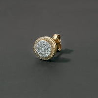 Imperial s sterling srebrni ct dijamantski klaster halo stud naušnica sa žutim rodijskim prekrivanjem za muškarce