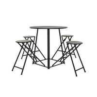 Decmode metalni rustikalni stol za blagovaonicu, crno, 72 w, 36 h