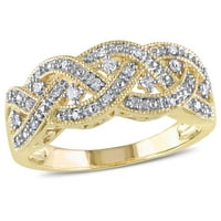 Miabella Ženska karat T.W. Dijamantni žuto zlato bljeskalica od bljeskalice sterlinga srebra s pletenim prstenom