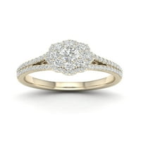 Zaručnički prsten s dijamantom od 14 karata od 14 karata od žutog zlata s cvjetnom eksplozijom
