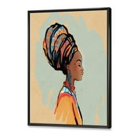 Dizajnerska umjetnost portret afroameričke žene u turbanu Moderni uokvireni zidni otisak na platnu