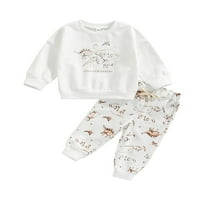 Komplet odjeće za novorođenčad, pulover s okruglim vratom s dugim rukavima, Gornji dijelovi, elastične hlače s vezicama