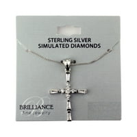 Sjajni fini nakit s imitacijom dijamanta Privjesak u obliku križa od srebra