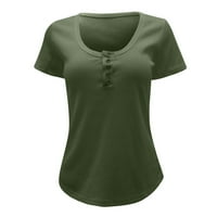 Ljetna jednobojna ležerna majica, pulover s izrezom U obliku slova A, pripijeni gornji dio kratkih rukava, Ženska kratka ženska odjeća