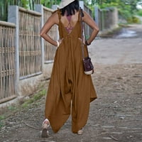 Ženski kombinezoni Plus Size od Bumble_ oomph, ženski modni casual jednobojni široki kombinezon bez rukava s izrezom u obliku slova