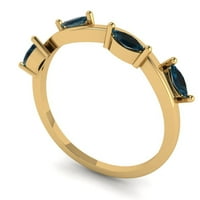 Dijamant rezan markizom 0K, prirodni londonski plavi topaz, prsten od žutog zlata 18K, 10,75