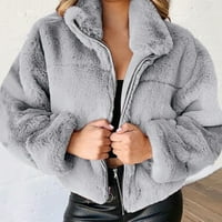Ženski zimski topli ležerni krzneni kaput jakna od flisa gornja odjeća s patentnim zatvaračem kaput