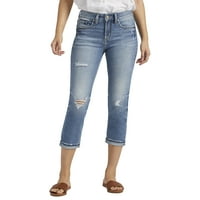 Silver Jeans Co. Ženski suki srednji uspon Capri, veličine struka 24-34