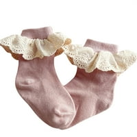 Modne čarape s čipkastim volanima za djevojčice, prozračne rastezljive čarape srednje duljine, dječje slatke pletene čarape za princezu