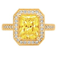 2. dijamantni Smaragd izrezan Karat, sintetički žuti Moissanite, 14k žuto zlato, pasijans od $ 8.75 s umetcima