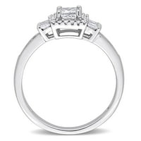 Miabella Ženska karat T.W. Princeza izrezana dijamant 14KT zaručnički prsten od bijelog zlata