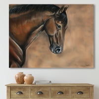 Izbliza portret smeđeg Zaljevskog konja slika na platnu umjetnički tisak
