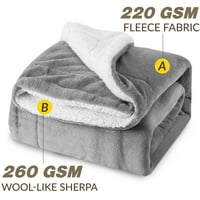 Sherpa Fleece pokrivač kraljica veličina siva reverzibilna nejasna pokrivač Ultra mekana plišana kreveta za krevet po krevetu