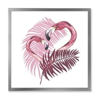 Dizajnerska umjetnost ružičasti flamingo u tropskom ljetu tradicionalni uokvireni umjetnički tisak